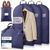 Bruce.® 3x Borsa Porta Abiti da Viaggio 100 x 60cm inkl 1x Sacchetto per Scarpe, Custodia Abiti con Cerniera Antitarme, Copriabiti da Armadio Antipolvere 120 GSM, Porta Abito da Viaggio - Blu Navy