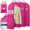 Bruce.® 3x Borsa Porta Abiti da Viaggio 100 x 60cm inkl 1x Sacchetto per Scarpe, Custodia Abiti con Cerniera Antitarme, Copriabiti da Armadio Antipolvere 120 GSM, Porta Abito da Viaggio - Fucsia