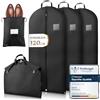 Bruce.® 3x Borsa Porta Abiti da Viaggio 120 x 60cm inkl 1x Sacchetto per Scarpe, Custodia Abiti con Cerniera Antitarme, Copriabiti da Armadio Antipolvere 120 GSM, Porta Abito da Viaggio Uomo e Donna