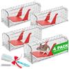 Roshield - 4 x Trappole per la cattura di topi (non adatte ai ratti), ideali per uso interno ed esterno. Riutilizzabili, assicurano una cattura rapida e sensibile.
