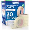 DNK TRADE Nastro di Carta - 30 Rotoli di Nastro da Imbianchini 30mm x 50m - Carta Gommata Professionale 30x50 Riciclabile per Mascheratura Pittura e Imbiancatura