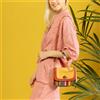 Ebarrito Borsa in pelle patchwork con patta e chiusura girello