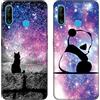 DiaryTown 2 Cover per Huawei P30 Lite Custodie TPU Silicone con Bello Disegno Motivi Antiurto Protettivo Nero Cover Ultra Sottile Morbido Cover per Huawei P30 Lite - Gatto/Panda Del Cielo Stellato