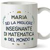 Mugffins Tazza Personalizzata in ceramica per INSEGNANTE DI MATEMATICA donna 11 oz / 350 ml - In italiano - Migliore del Mondo - Idea regalo per compleanno, anniversario, natale, laurea