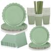 Yidaxing 80pcs Piatti Carta,Posate Usa e Getta,Tovaglioli Bicchieri Paglia | Yidaxing Piatti Usa e Getta Lucido Verde Erba,Piatti Carta per Feste di Compleanno Verde Erba per Feste,Matrimonio,16 Ospiti
