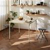 FurnitureR Mobili da Soggiorno, Tavoli Square Oak, Struttura in metallo robusto e MDF Vassoio imbottito in pelle sintetica, pieghevole e portatile, tavolini dal design minimalista, 86 x 86 cm