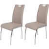 Hela Tische Susi Set di 2 sedie per sala da pranzo, con rivestimento in similpelle di colore cappuccino, impugnatura incorporata, struttura in metallo cromato, da 43 x 61 x 98 cm