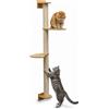 Eyepower tiragraffi da parete da 130 cm con 2 piattaforme per gatti - Tiragraffi in sisal per montaggio a parete