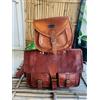 Fatto a mano Handmade Tan Brown Borsa Shopper In Vera Pelle Vintage Donna 18" Crossbody