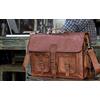 Fatto a mano Borsa Cartella Portadocumenti Vintage Uomo In Vera Pelle Marrone con Tracolla