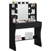 Yaheetech Toeletta Trucco con 10 Luci LED 3 Colori Regolabili e 9 Modalità di Illuminazione Tavolo da Trucco con Specchio in Vetro Temperato 1 Cassetto Grande e 5 Mensole (Nero)