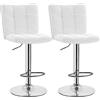 Yaheetech 2 Sgabelli Bar Alti Bianchi Regolabili in Similpelle con Schienale Girevole 360° Altezza Regolabile Set Sgabelli Penisola Cucina Design Moderno