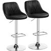Yaheetech Set 2 Sgabelli Bar Alti Altezza Regolabile Cucina Design Moderni con Schienale Girevole Imbottiti in Finta Pelle Poggiapiedi Metallo Neri