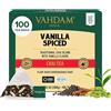 VAHDAM Tè Chai alla Vaniglia Speziato | 100 Filtri Piramidali | Miscela di Tè Nero Indiano con Vaniglia, Cannella, Cardamomo, Chiodi di Garofano e Zenzero | Gusto Intenso | Sottovuoto