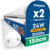 Eurocali 2 Tubi LED 24W 150cm T8 G13 con Starter 3000 Lumen Garanzia 3 Anni - Luce Calda 3000K - Alta Luminosità 125 lm/W - Materiale Nano Plastic Sostituzione Neon per Soffitto Garage Negozio