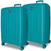 Roll Road Acadia Set di Valigie Verde Turchese 65/75 cm Rigido Polipropilene Lucchetto a Combinazione Integrato 172L 7.6 kg 4 Doppie Ruote Estensibile