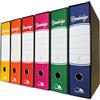 Euro-Cart Registratore con Custodia 6 Pezzi Dorso da 8cm Raccoglitore ad Anelli A4 Faldoni Portadocumenti per Ufficio e Archivio, Registratore a Leva Raccoglitori Documenti Colori Misti, PROTOCOLLO (285x343mm)