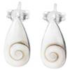 Vurmashop Orecchini in argento sterling con Pietra Santa Lucia o Occhio di Shiva/Orecchini a lobo con conchiglie naturali - Orecchini ovali bianchi