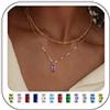 FIOROYAL Collana Donna Oro,Collana Ciondolo en Pietra di Nascita,Collana Catena Girocollo Oro,Multifilo Collana Dorata Sottile,Collana Pendente di Ametista,Regali di Compleanno Donna