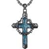 YMYDRCRPO Collane regolabili croce vintage a ghirlanda per uomini pietra naturale verde con pendente a croce nera hip hop punk gioielli regalo moda accessori per abbigliamento