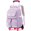 IvyH Zaino Scuola Trolley per Ragazze, Zainetto con Carrello Removibile, Zaini con 6 Ruote per Adolescenti delle Scuole Elementare Medie, 27 litri -Viola