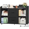 HOCSOK Armadietto Portadocumenti, Schedario da Ufficio, con Presa di Corrente e Porte USB, Cassettiera Ufficio a 5 Ruote, Cassettiera Scrivania per Documenti A4/Legal/Letter, Bianco, 108 * 37.8 * 76