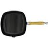 Generico Padella Tegame Griglia in Ghisa con Manico in Legno 20x20 cm,Pentole Piastre e Griglie