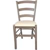 Sedam Srl Set Sedia Venezia Paesana, Legno Massello, Vari Sedute e Colori, Imbottita Paglia o Massello Cucina Casa Ristorante Agriturismo, Alta qualità (Tortora, Seduta Imbottita Beige, 4)