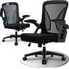 Durrafy Sedia da ufficio ergonomica, sedia da scrivania con braccioli ribaltabili a 90°, supporto lombare e regolabile in altezza, sedia girevole in rete traspirante per ufficio e casa, ideale per