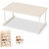 Gevvnss Mensola da cucina estensibile, scaffale da armadio regolabile in altezza, organizer da bancone impilabile, in acciaio al carbonio, mensola da pranzo beige, 50-85 x 42 x 35-50 cm