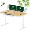 FLEXISPOT Q8W Scrivania Regolabile in Altezza Standing Desk con 140x70cm Desktop Bambù 2 Motori 3 Sezioni con Cassetto ，USB e Gestione Cavi（Bianco）