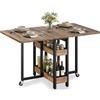 Clevich Tavolo da pranzo pieghevole mobile con 2 ripiani, per 4-6 persone, ideale per spazi ridotti, ingombro da chiuso: solo 0,218 m³, per cucina e casa, 133x80x75 cm, legno di tigre.