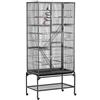 Yaheetech Gabbia Voliera per Uccelli Pappagalli Inseparabili Calopsite Grande con Piedistallo in Metallo Giocattolo Gabbia per Conigli Nano Criceti Gatti 77 x 46 x 175,5 cm Nera