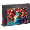 Ulmer Puzzleschmiede Puzzle da 1000 pezzi, fantasia fiorita, profilo femminile che passa in un mare di fiori, delicata poesia naturale per consapevolezza, relax e godimento dell'arte, qualità Made in Germany