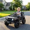 MAMIZO Auto Macchina Elettrica per Bambini 12V 7Ah, Jeep Elettrica per Bambini con 2 Motore 12V, Telecomando 2.4G, Velocità regolabile, LED, Musica, Partenza lenta, 30 Kg, per 3-8 anni, Nero