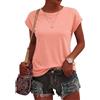 Wayleb T-Shirt Donna Monocromatica, Maglia Estiva Larga e Comoda, T-Shirt Elegante con Manica ad Aletta & vestibilità Perfetta - Arancione XXL