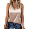 Zeagoo Canotta da Donna in Raso Senza Maniche Capo Basic Estivo Casual con Scollo a V Champagne L