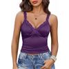 Avidlove Top Estivi Sexy da Donna Canottiera Senza Maniche Top Intimo in Pizzo Top Corto con Scollo a V Top Babydoll Outfit per Festival e Feste Nero S