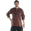 HEMAD Camicia medievale con lacci in puro cotone Modello: Edward, Colore canapa, XL