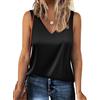 Zeagoo Canotta da Donna in Raso Senza Maniche Capo Basic Estivo Casual con Scollo a V Nero L