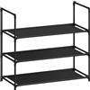 WOLTU Scarpiera, Porta Scarpe a 3 Livelli, Scaffale Stretto per Corridoio/Soggiorno/Corridoio, Struttura in Metallo, Ripiani Compatti e Rimovibili, 61x28x55cm, Nero