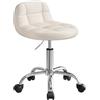 WOLTU Sgabello con Ruote, Sedia da Trucco, Velluto, Crema