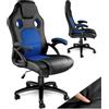 tectake® Sedia Ergonomica da Ufficio, Sedia Gaming con Ruote, Sedia Scrivania con Base Robusta, Poltrona con Imbottitura Spessa, Poltrona Gaming, Adattamento Ottimale - Nero/Blu