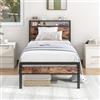 HOJINLINERO Telaio letto 90 x 200 cm, con rete a doghe, telaio singolo in metallo, letto in metallo, 90 x 200 cm, con contenitore in legno, testiera, letto per gli ospiti, letto per ragazzi, letto per