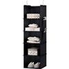 YOUDENOVA - Organizzatore per armadio con 5 ripiani, organizer da appendere pieghevole, con tasche laterali, organizer da armadio per vestiti, colore: nero