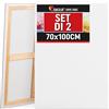 Zenacolor Tela per Dipingere 70x100 - Set di 2 Canvas Tele Pittura Senza Acido - Adatte a Tutti i Tipi di Pittura su Tele