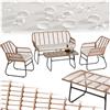 TecTake® Salottino in Rattan, Set da Balcone Elegante, 2 Sedie e 1 divano con Imbottitura e 1 Tavolo, Rivestimenti Idrorepellenti, Ideale per Terrazza e Giardino, Design, Salotto da Esterno - Naturale