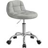 WOLTU Sgabello con Ruote, Sedia da Trucco, Velluto, Grigio Chiaro