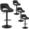 EUGAD Set di 4 Sgabelli da Bar Cucina Sedia Alta da Sala Pranzo in Simipelle Regolabile e Girevole a 360° con Schienale Poggiapiedi Antracite 0666BY-4