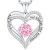 CDE Collana Donna Cuore Regalo Gioielli Donna Pendente Argento 925 Placcata Oro con Pietra di Nascita per Festa Della Mamma Compleanno San Valentino per Lei Mamma Fidanzata Moglie con 5A Cubic Zirconie